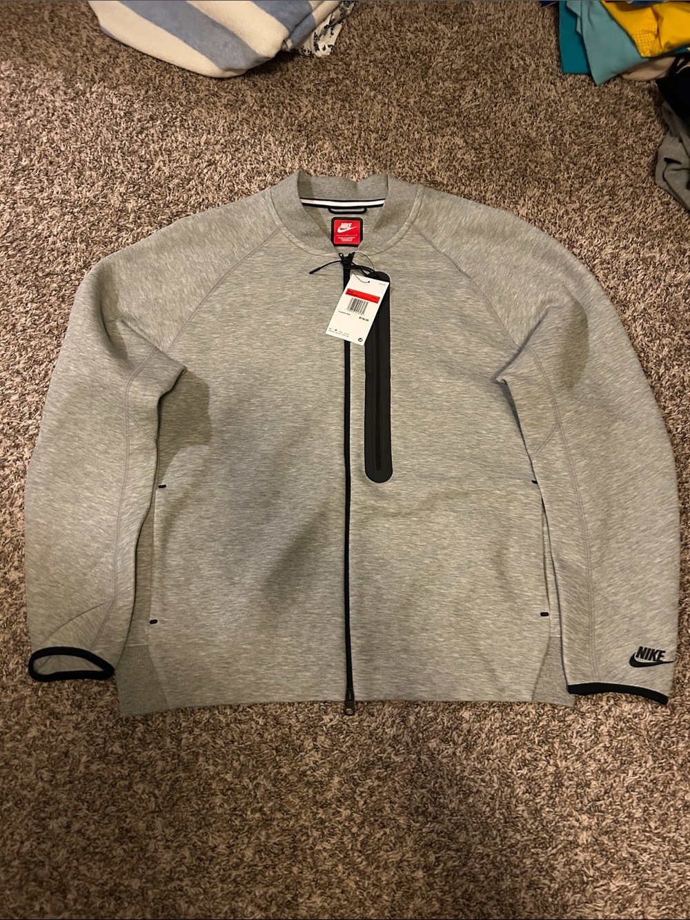 Nike Light Gray Full-Zip Shirt Jacket with Black Trim